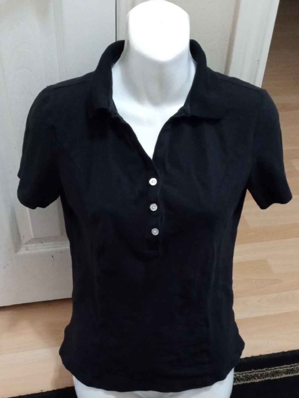 💲1 DOLLAR ▶Lee Black Short-Sleeve Button-Down Polo Shirt